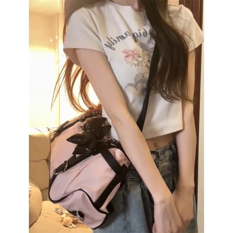 

Casual Chic Large Capaci oulder Crossbody Bag for Women Commute Friendly Pink Biker Bag Trendy Spicy Girl Arm Bag