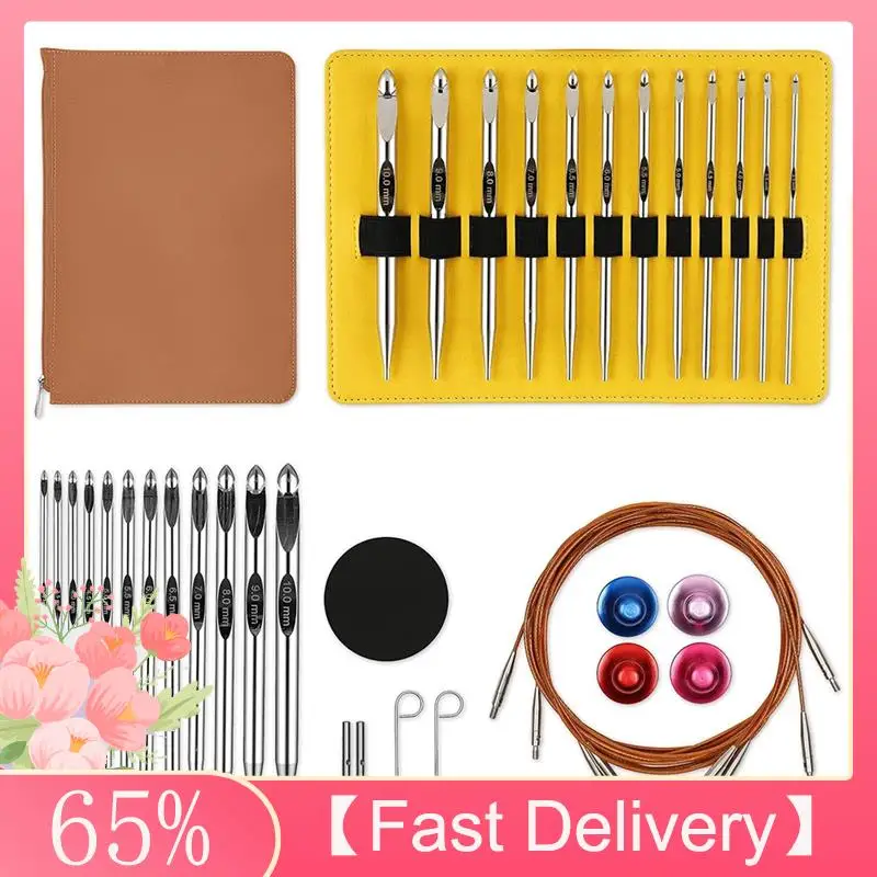 

~Latest Model Tunisian Crochet Hooks Set With Cable 6-Inch Aluminum Interchangeable Crochet Hooks Set 3Mm-10Mm Long Crochet Hook