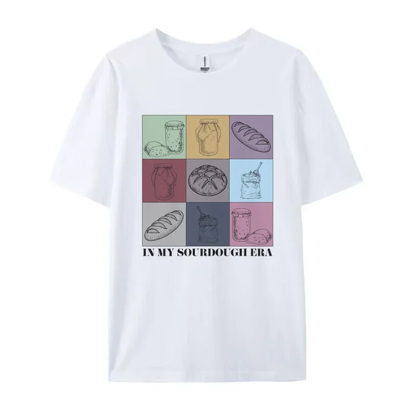 Sourdough Era Funny T-Shirts for Women Cute Vintage Baking T Shirt Bread Lover Tee Shirt Cotton Short Sleeve Graphic Tops Gifts