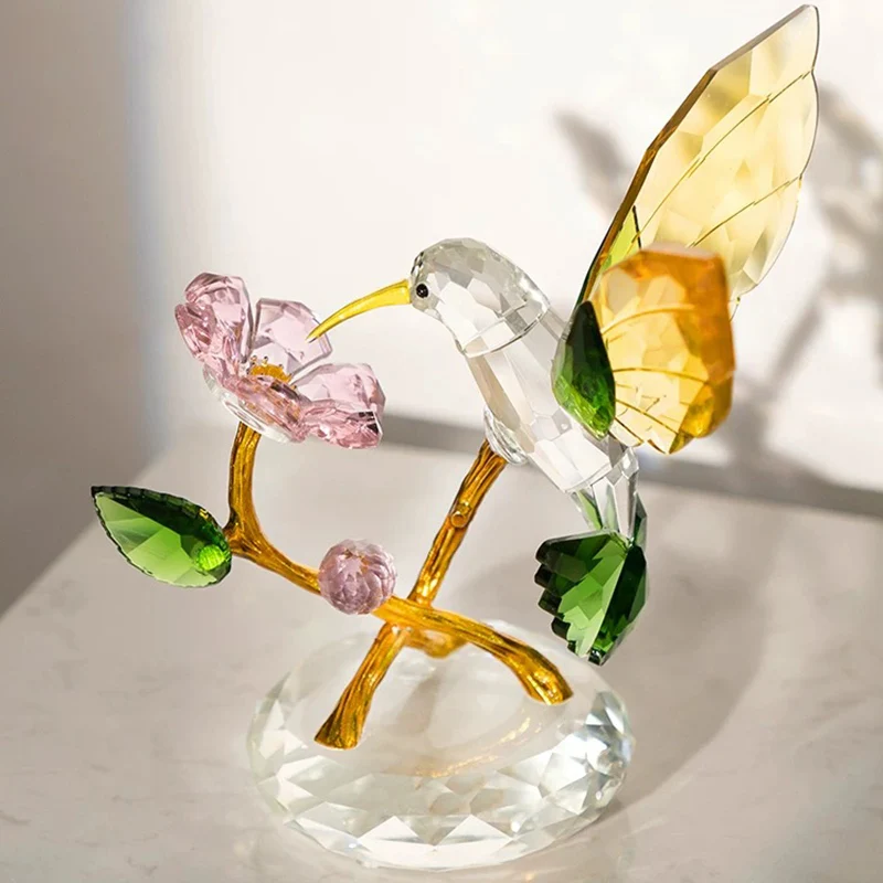 Hummingbird Crystal Ornament,Luxury Crystal Artworks,Nordic Room Decor,Creative Crafts Living Room Desktop Decoration,Art Gifts