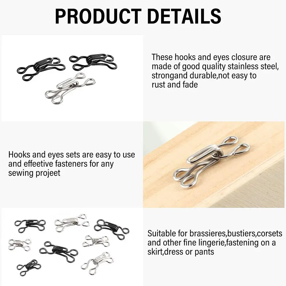 10 قطعة/المجموعة بسيطة DIY إغلاق غير مرئي للملابس سبيكة البرازيلي مشبك الحرفية مشبك الخياطة هوك و العين سترة السنانير استبدال