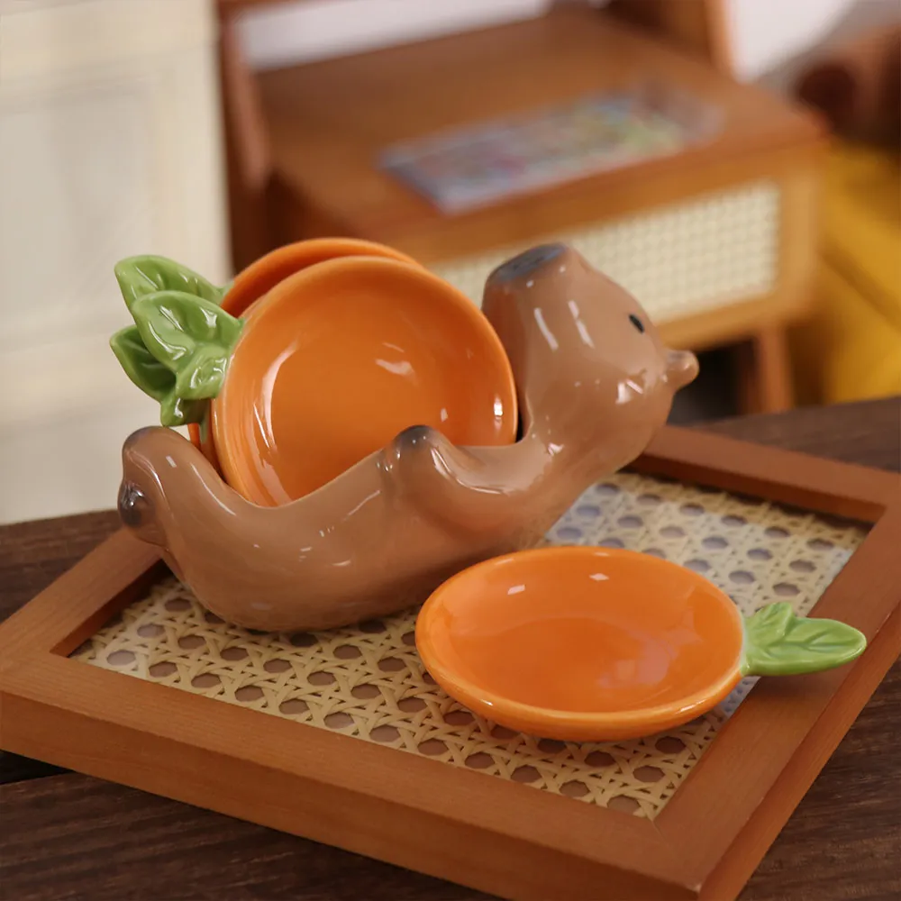 

Набор креативных керамических соусниц в форме мультяшных персонажей, термостойкие, штабелируемые, с подставкой для хранения, утолщенные