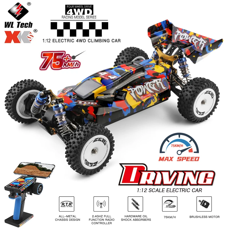 WLtoys 124007 75KM/H 4WD RC Car Professional Racing Remote Control Cars High Speed Drift Monster Truck Children's Toys For Boys