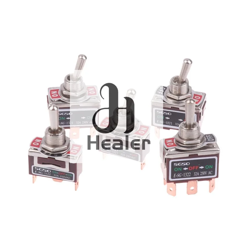 32A 250VAC E-SG Power Switch, Self-Locking, Rocker Style, 2/3/4/6Pin with Brass Screw Foot Pin
