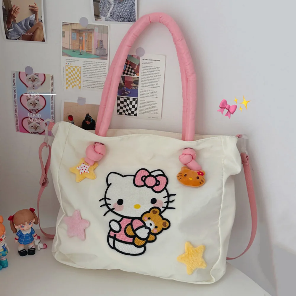 

Hellokitty Cartoon Shoulder Bag Sanrio Kawaii Anime Messenger Bag Large Capacity Handbag Fashion Satchel Tote Students Backpacks