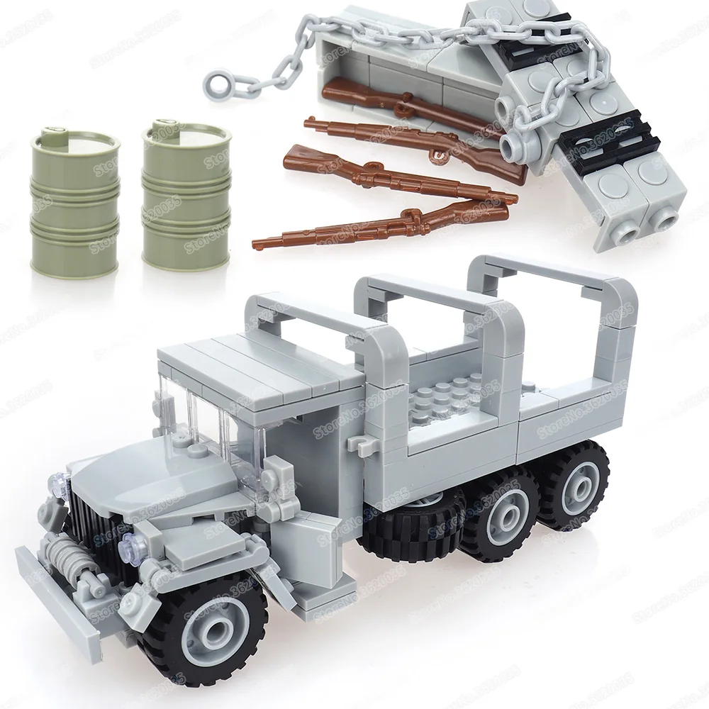 US military WW2 Building Block GMC CCKW Truck Assemble Transportation Figures Weapons Battle Model Child Christmas Gift Boy Toys