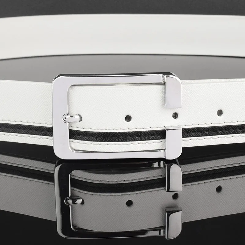 Business Waist Strap Men's Belt Pin Leather Buckle Student Luxury Brand White Dress Casual Designer Mens Belts Ceinture Homme