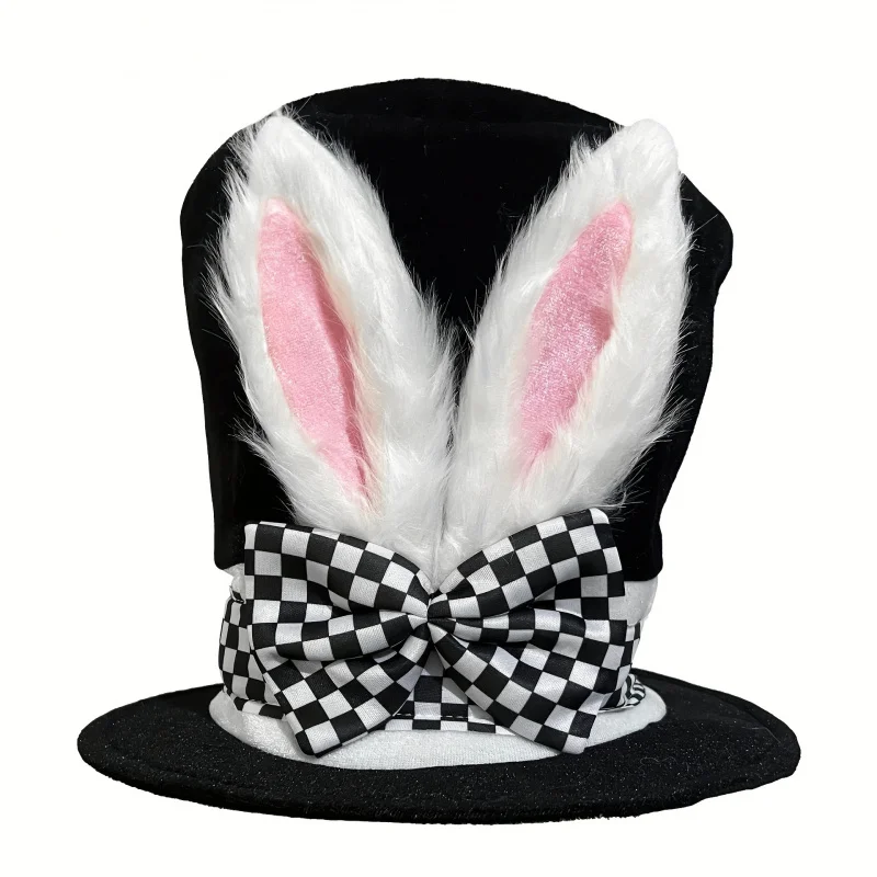 Easter Bunny Party Decoration Magic Hat Stage Performance  Rabbit Ears Adult Cosplay Costume Plush Black Carnival Velvet Cap view 6