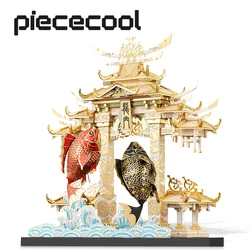 Piececool-rompecabezas de Metal 3D para adultos, kit de modelos de carpas de DRAGON GATE, juguetes para adolescentes, regalos