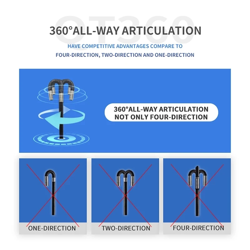 Cámara endoscópica de cuatro vías más nueva articulada 360 ° Cámara de inspección automotriz 1080P HD 6,2 mm para cámara de tubo iPhone Android