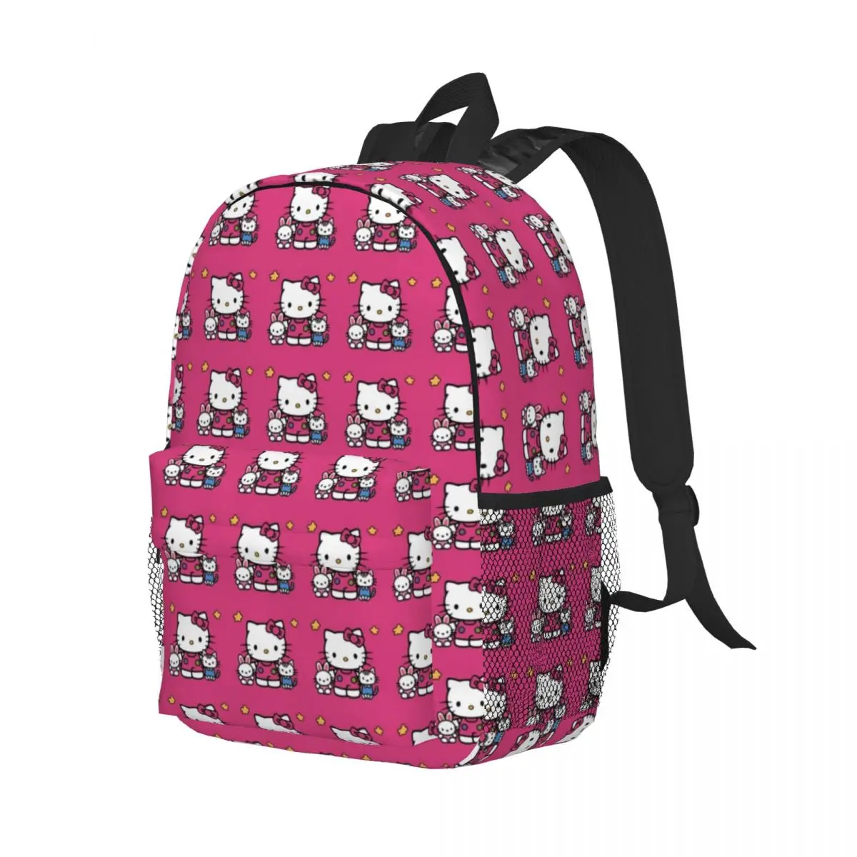 Hello Kitty Novo padrão elegante bolsa escolar estampada mochila leve de 15 polegadas