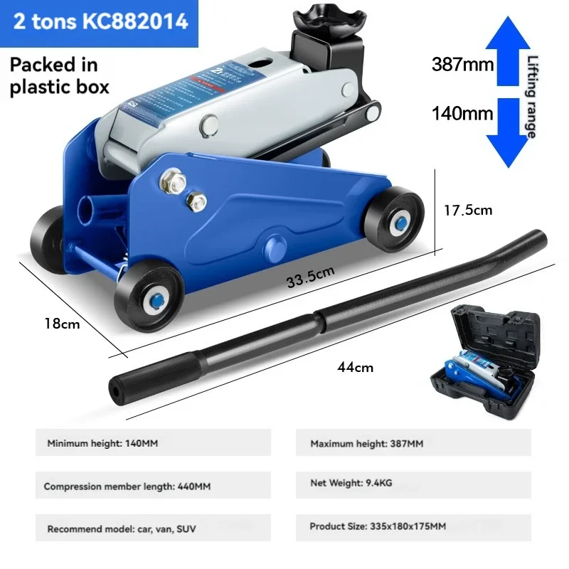 Horizontal hydraulic car with car jack tire change tools