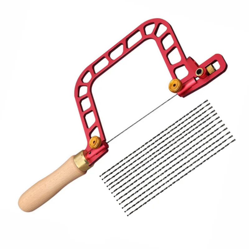 Coping Saw Aluminum Alloy Frame Fret Saw with Diamond Wire Jigsaws for Jade Stone Ceramic Glass Wood Metal Accurate Cutting