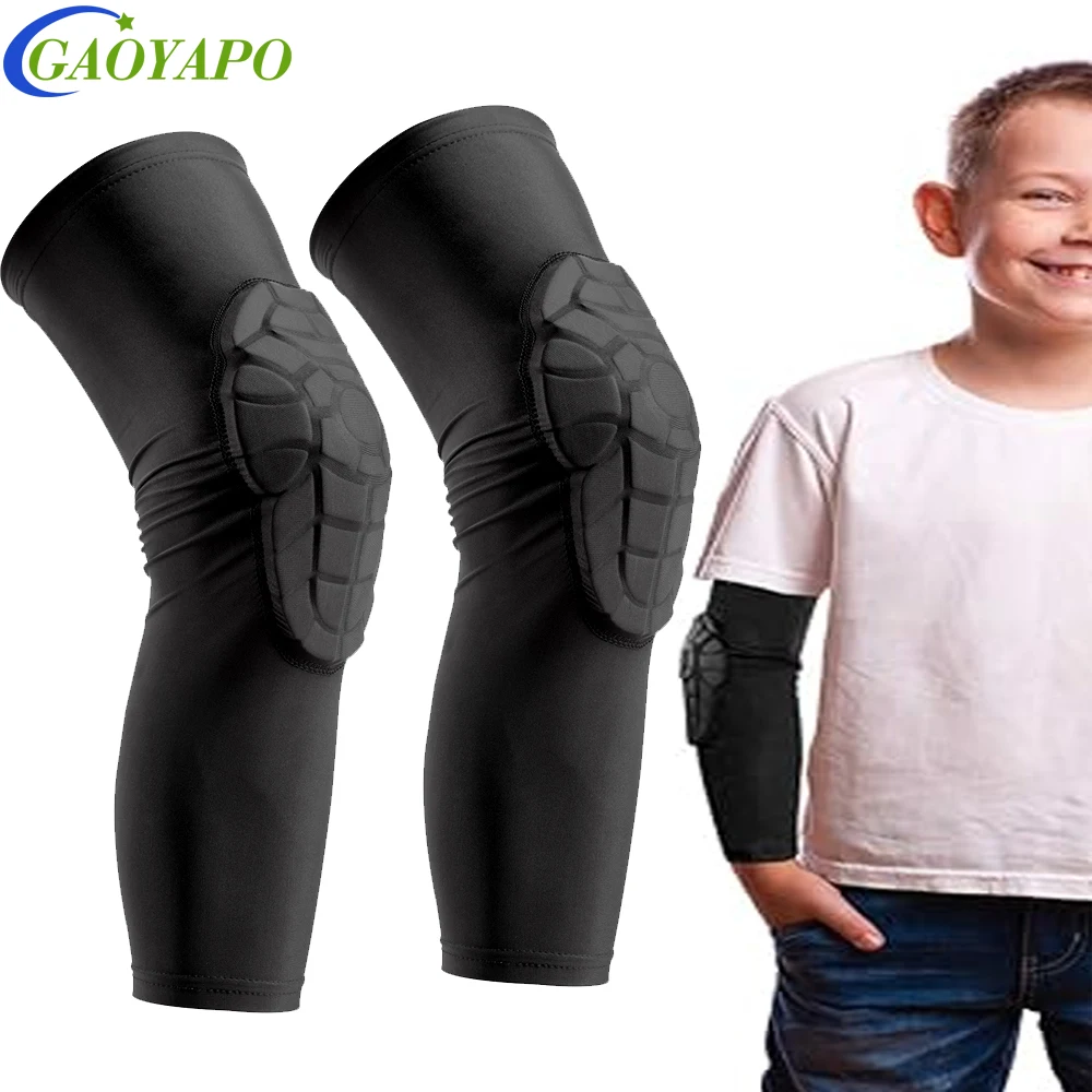 

2Pcs Kids/Youth 3-12 Years Sports Honeycomb Compression Knee Pads Guards Protective Gear for Basketball,Baseball,Football,Sports