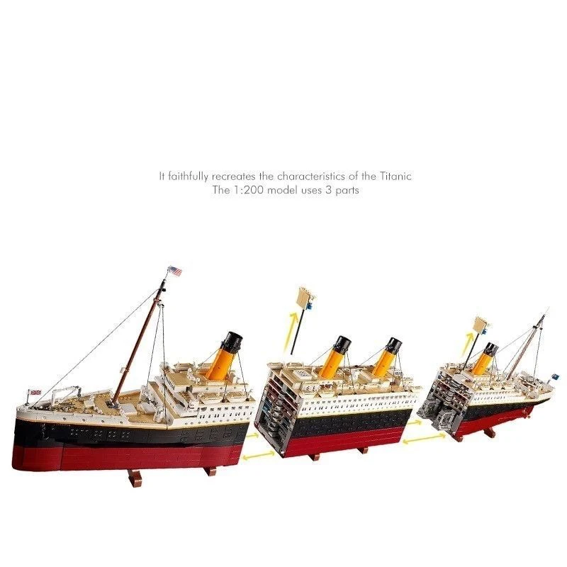 재고 있음 9090개 호환 10294 타이타닉 대형 크루즈 보트 배 증기선 블록 조립 장난감 어린이 DIY 선물