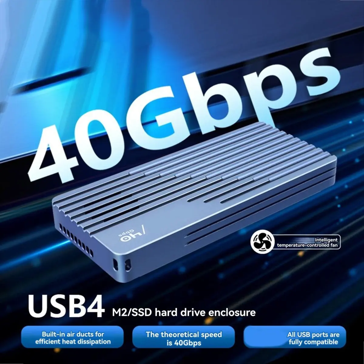 A46U M.2 SSD Enclosure 40Gbps M.2 NVMe Case USB4/USB3.2 Type C SSD Case Cooling for 2280/2230 SSD Disk for Thunderbolt 4/3 B