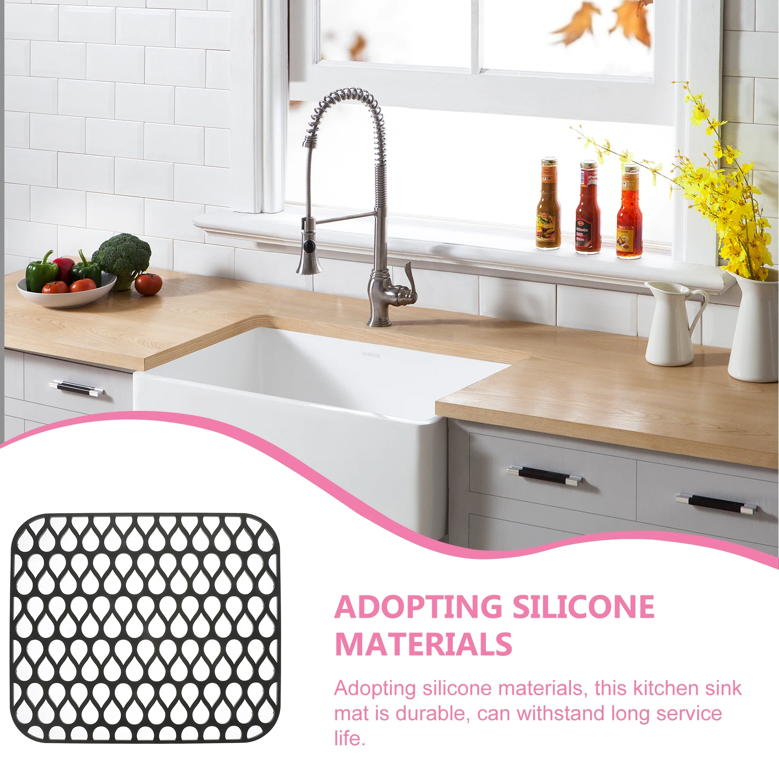 

Silicone For Kitchen Hollow Design Non-Slip Durable Drain Mat Anti-Skid Protection Pad For Ceramic Stainless Steel Basin