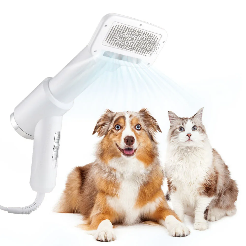 2 in 1 Pet Hair Dryer Low Noise Cat Dog Grooming Hair Dryer Comb Adjustable speed temperature Pet Dog Hair Brush Pet Supplies