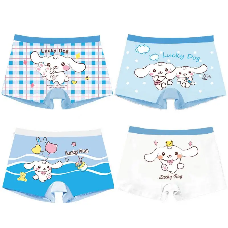 4Pcs/lot Cartoon Children\'s Underpant Breathable Brie Anime Sanrio Kuromi Cinnamoroll Boys Girls Underwear Cotton Boxer Shorts