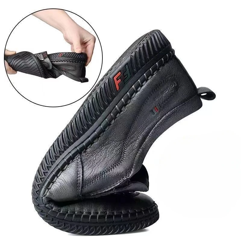 Heren Lederen Loafers Modieuze Casual Formele Schoenen Voor Heren Buiten Ademende Slip-On Rijschoenen Mannelijk Werk Kantoor Sneakers