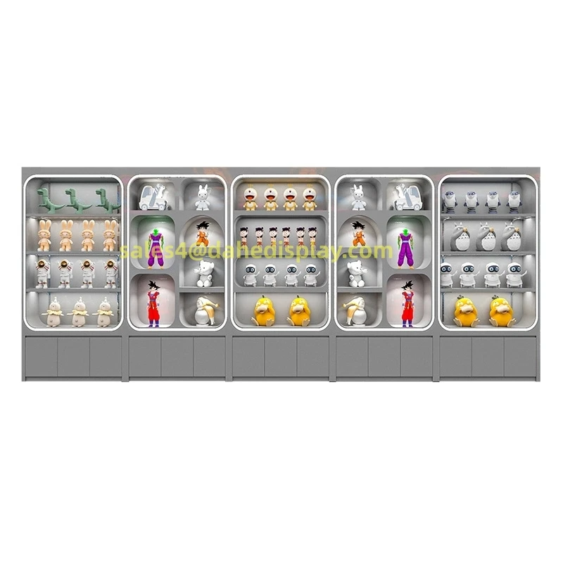 Custom.Toy Store خزانة عرض متجر بوتيك خزائن الحائط ألعاب من نسيج مخملي عرض موقف لعبة الشكل عرض الحالات مع Li