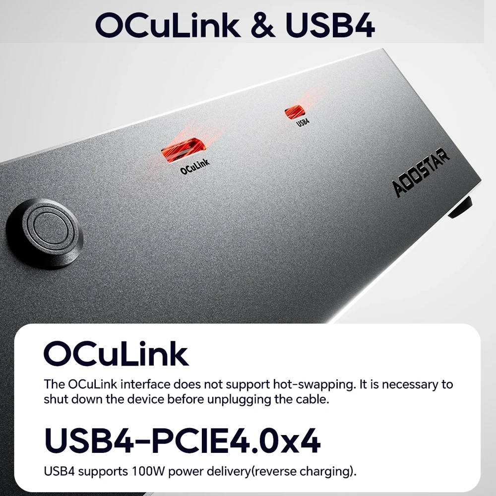 eGPU Dock OCulink USB4 Port Built-in Huntkey 800W Power Supply Graphics Card Docking Station USB pcie 4.0 x4 for Lenovo TGX