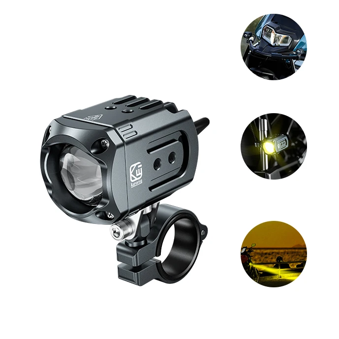 

60W Yellow Low/60W White High Beam Motorcycle Lighting Systems Waterproof Dustproof Motorcycle Headlight Aluminum Alloy Body