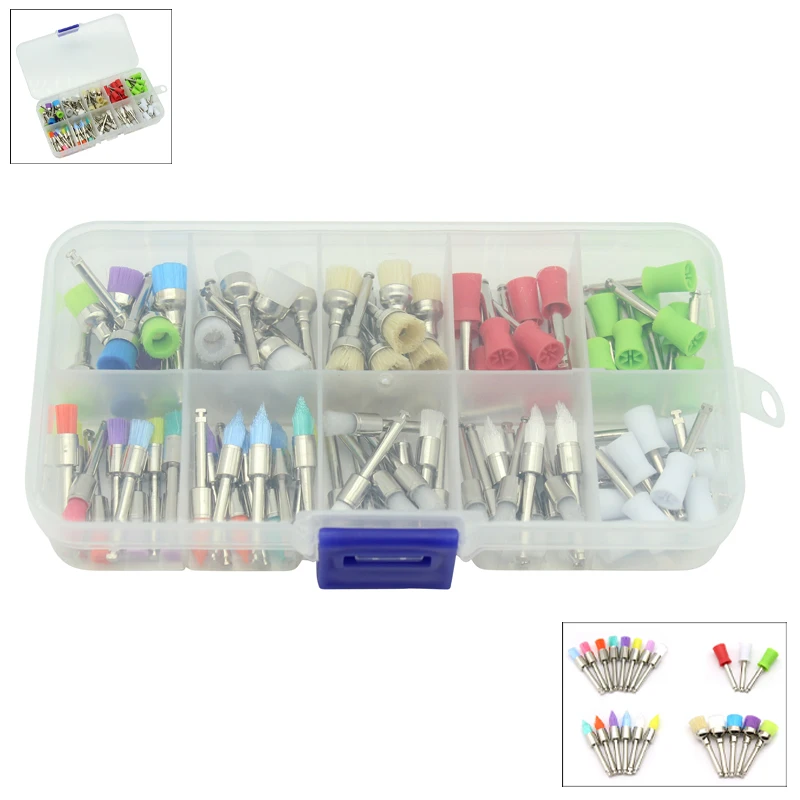 

100PCS/box Dental Mixed Color Nylon Latch Flat Polishing Prophy Brushes Cups Kit For Dentist Lab Colorful Dentist Tools