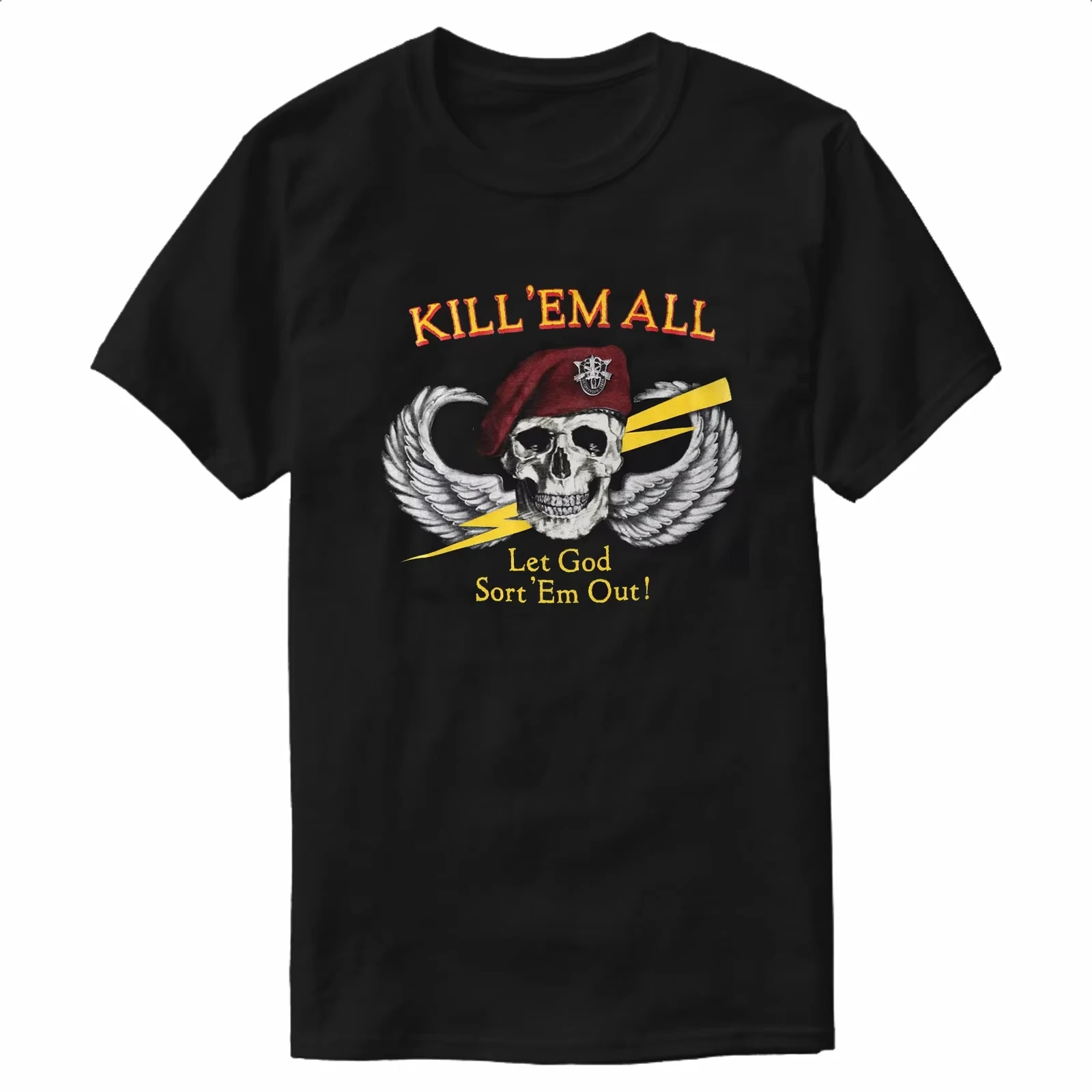 خمر 80's Kill 'Em جميع الأحمر القبعات الجمجمة Airbourne تي شيرت 100% القطن س الرقبة الصيف قصيرة الأكمام عادية قميص رجالي