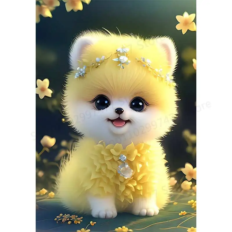 Cute Pomeranian Dog Animals Wall Sticker Kids Room Background Home Decoration Mural Living Room Wallpaper Decal