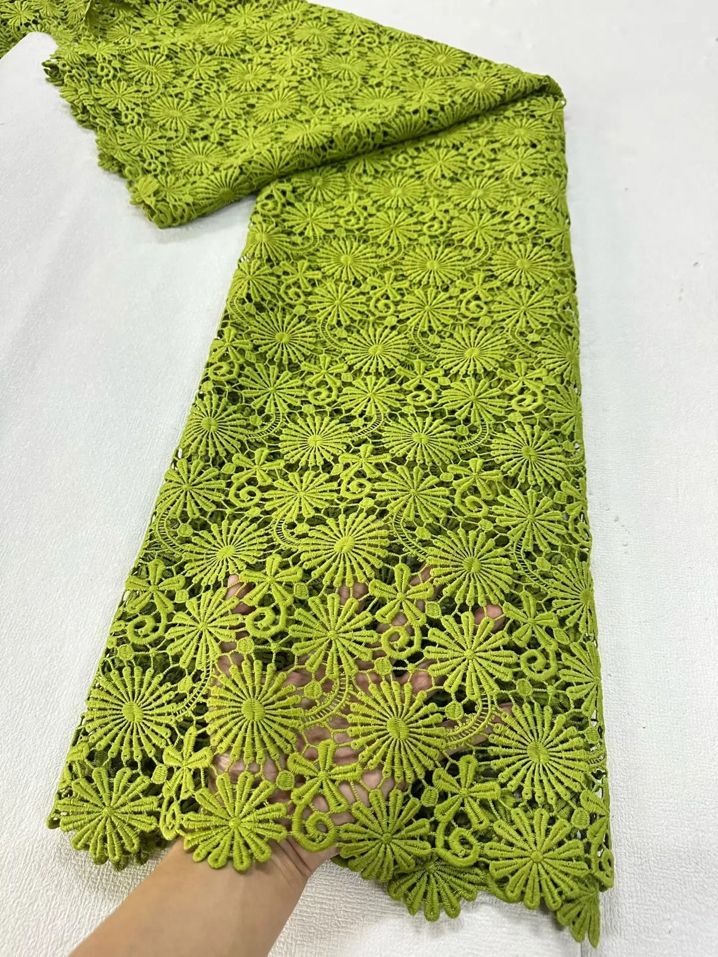 

African Nigerian 2026 High Quality Embroidery Lace Fabric Water Soluble Tulle Wedding Party Dress Guipure Sequins 5Yards JL546