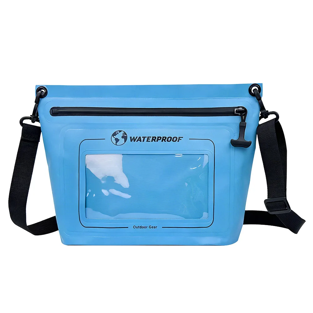 Cyan Waterproof Shoulder Bag PVC Material Outdoor Bag Waterproof Bag Sturdy Pvc Fabric Lightweight Design 500ml Capacity
