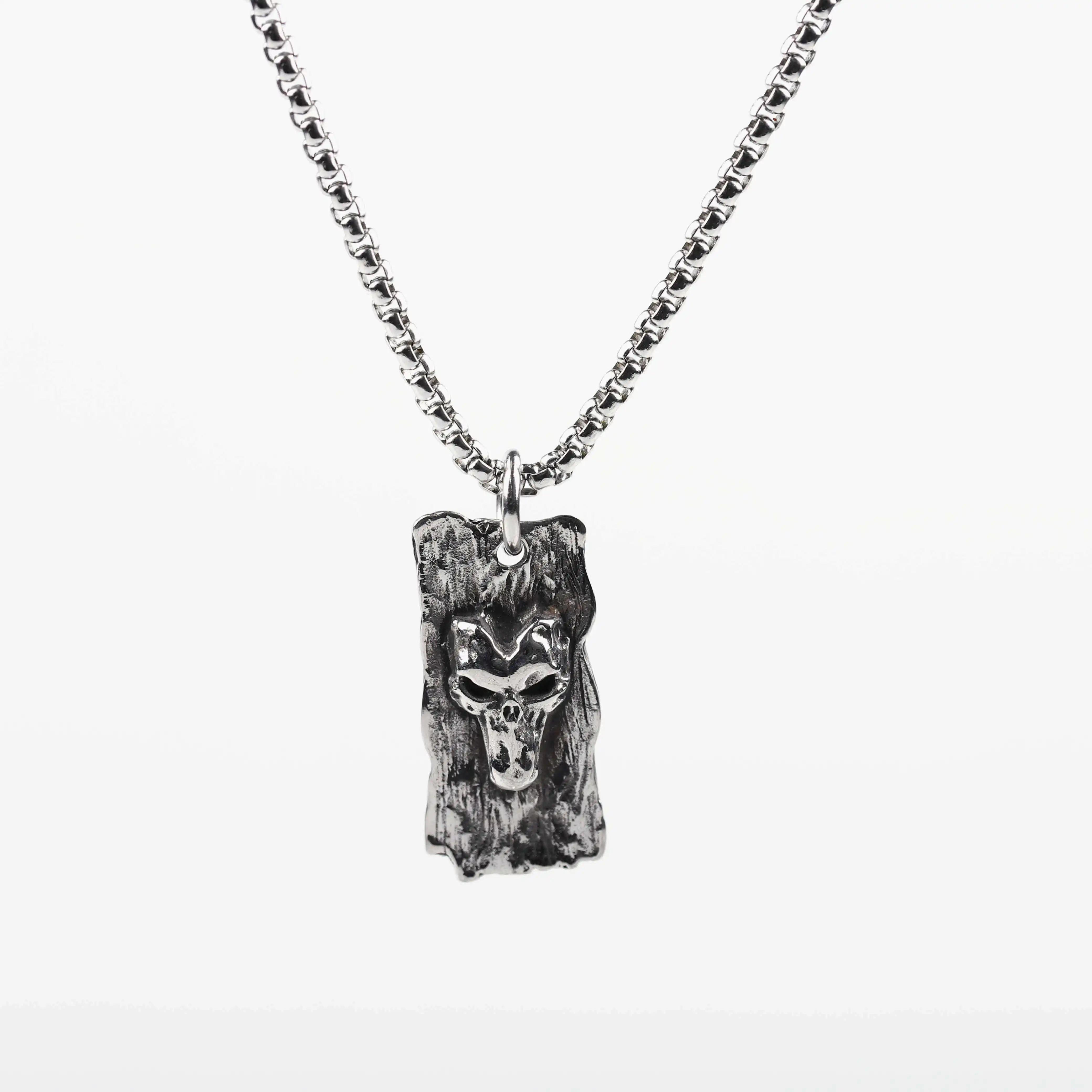 Collier Punk en acier inoxydable, bijoux, pendentif carré, cavalier démon, collier Punk, vente en gros