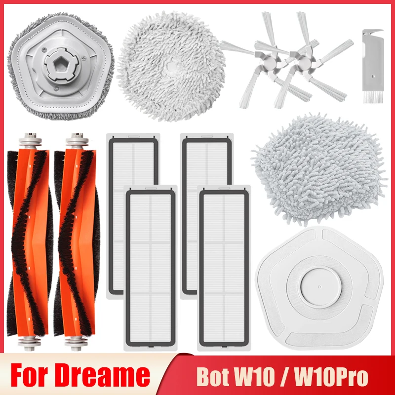 For Xiaomi Dreame W10 W10 Pro Robotic Vacuum Cleaner Main Side Brush Detachable Mop Cloth Mop Rags Stent Hepa Filter Accessories