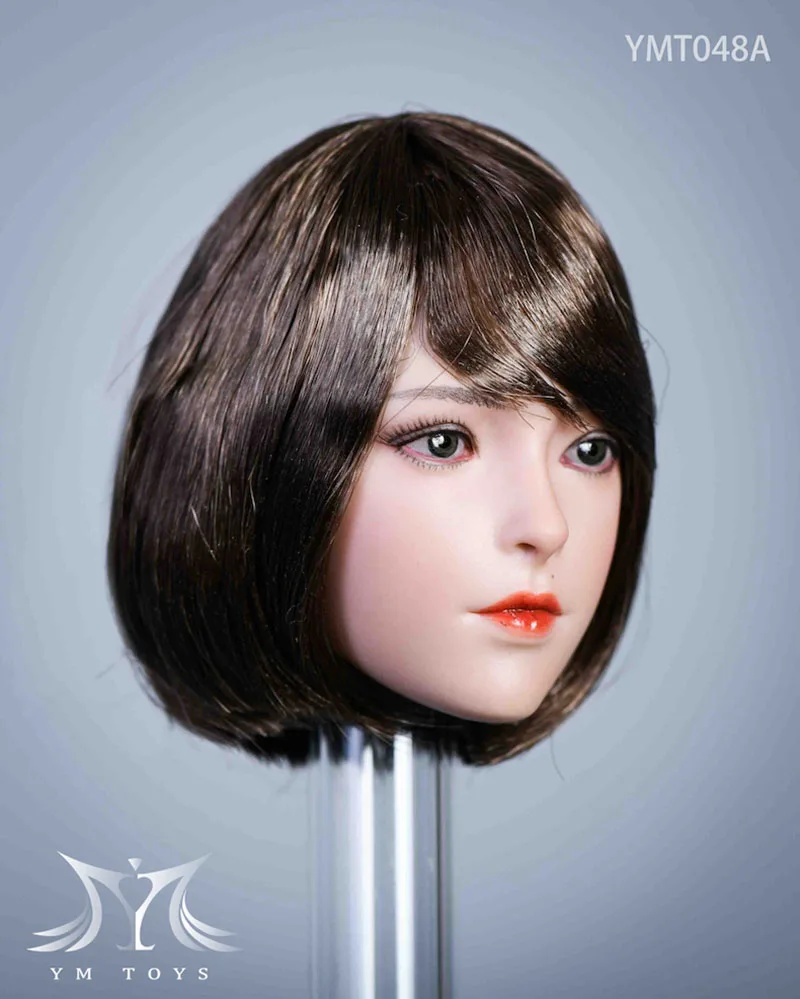 YMTOYS YMT048 1/6 Asian Beauty Head Sculpt Female Soldier Hair Transplant Head Carving Fit 12'' Action Figure Body Collection