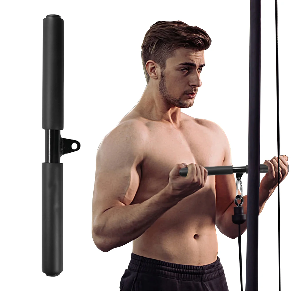 Triceps Biceps Training Rowing Handle Back Lever Exercise Handles LAT Pull Down Straight Rotating Bar for Pulley Cable Machine