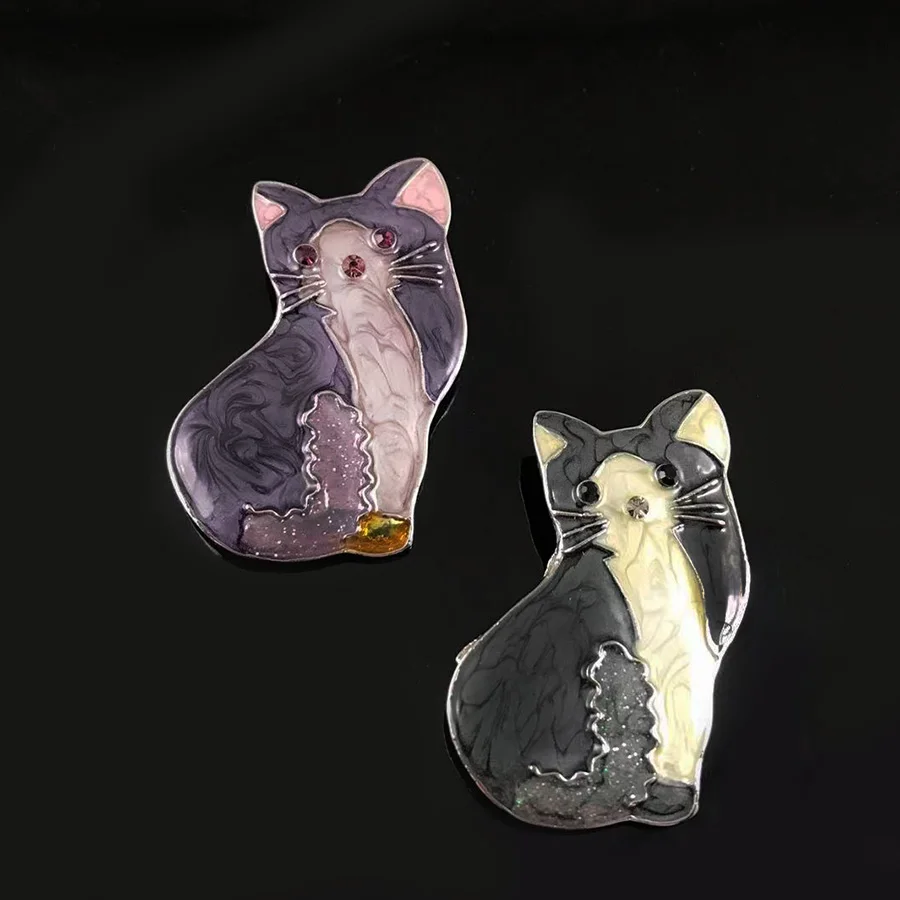 New Cute Cat Brooch Fashion Pop Enamel Colored Animal Kitten Brooch For Girls Jewelry Accessories Birthday Party Gifts