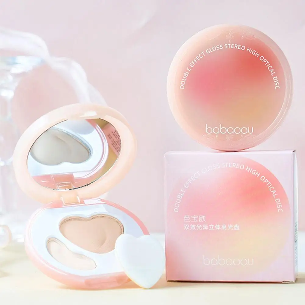 Peach High Gloss Blusher Highlighter Duo Plate Matte Lustrous 3D Face Brightening Depression Control Natural Long Lasting Makeup