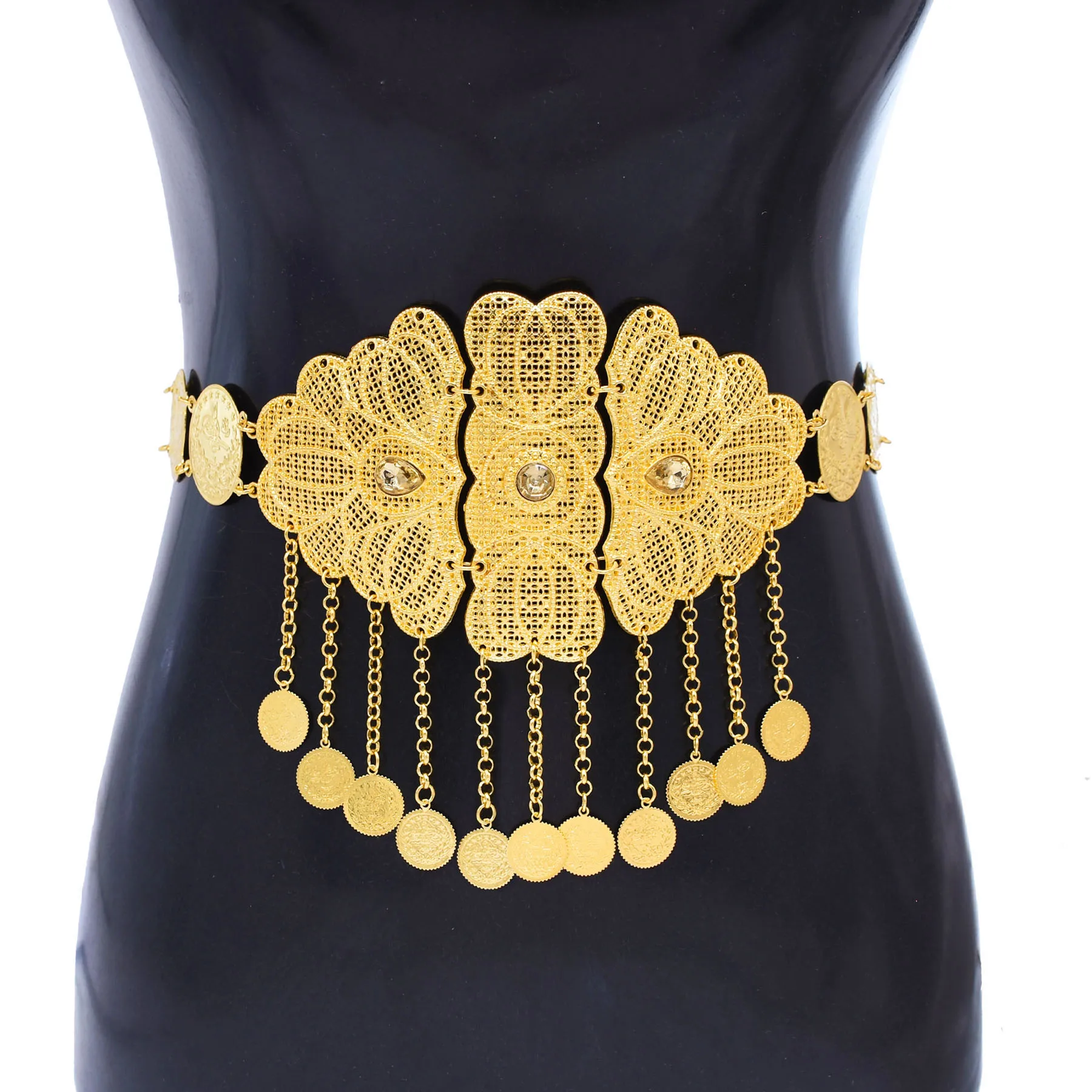 

Luxury Women Body Chains Ethnic Coins Long Tassels Gold Hollow Carved Indian Belly Dance Kurdish Turkey Waist Jewelry Accessory