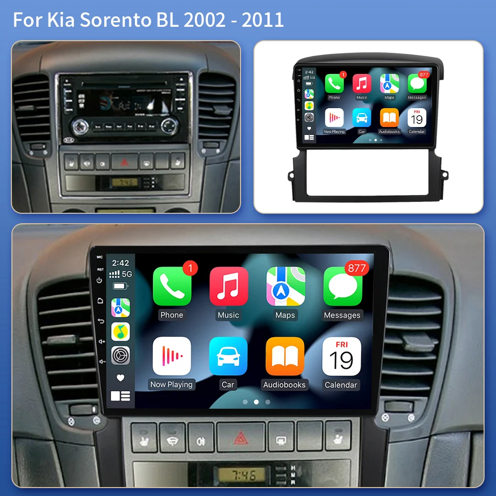 Android 16 Car Radio For Kia Sorento BL 2002-2011 Multimedia Video Player 2 din Carplay Touch Screen Intelligent System Wifi 5G