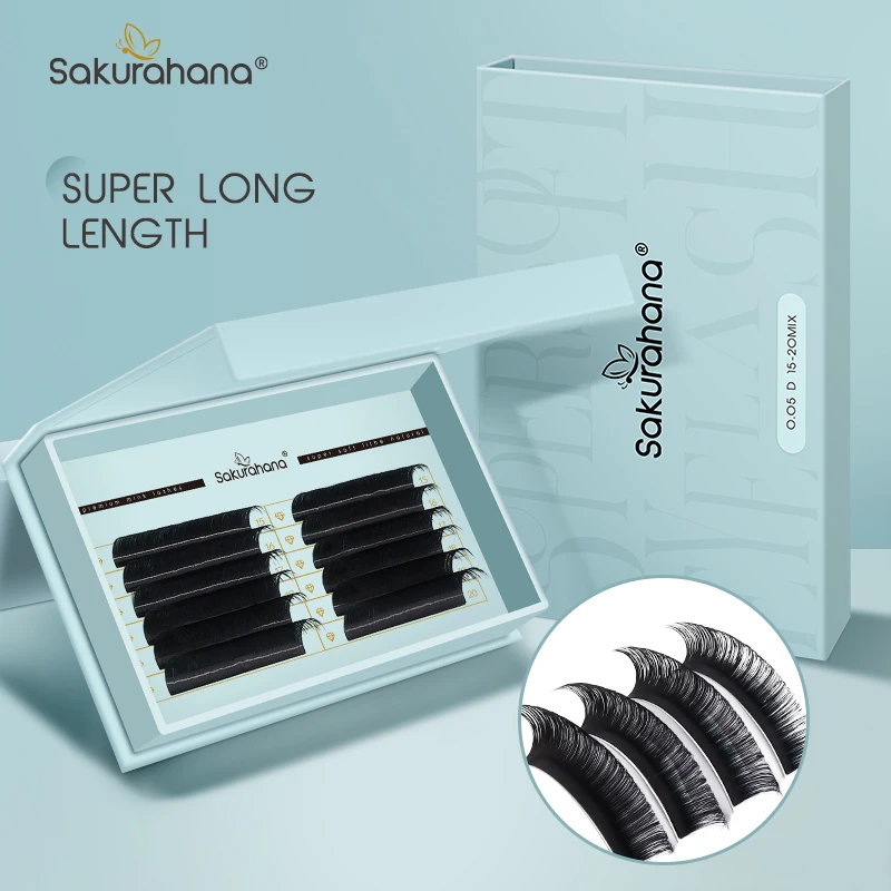 

SAKURAHANA Premium Classic Individual Eyelash Extensions Mix 15-20mm Long Size Natural False Lashes Makeup Supplies