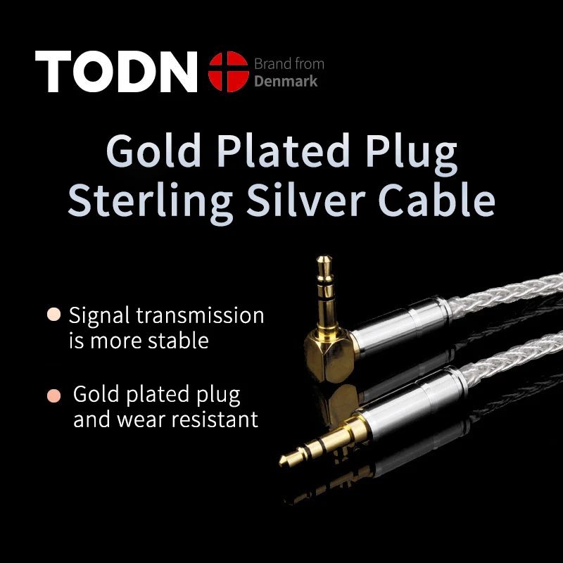 TODN Sterling silver kabel Aux Jack 3.5MM do 3.5MM kabel Audio Jack kabel głośnikowy dla iPhone głośnik samochodowy dla Huawei Xiaomi