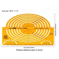 Circular oval ruler durable K Resin drawing design furniture architect template drafting ruler template measuring ruler 6