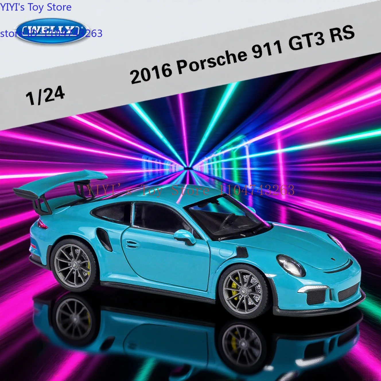 

WELLY 1:24 Porsche 911 GT3 RS Blue Car Alloy Car Model Simulation Car Decoration Collection Gift Toy Die Casting Model H25L26