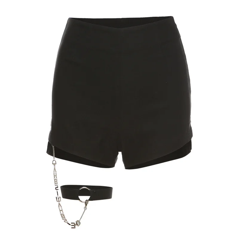 Reine Farbe schlanke hohe Taille Damenmode Tasche Hüft shorts 2021 Sommer neue Persönlichkeit Kettenblatt sexy wilde schlanke lässige Shorts