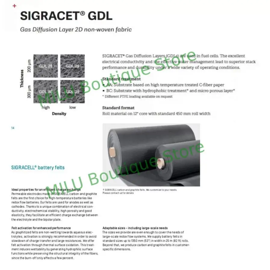 طبقة نشر الغاز سيجلي SGL الألمانية GDL طبقة كربون موصلة صغيرة المسام 28BC 39BB 29BC مسعور #4