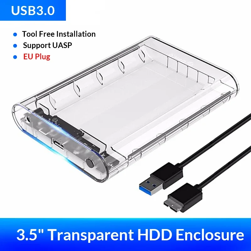 Orico 3.5 Inch Sata Naar Usb 3.0 Type C Transparant Hdd Hoesje Ssd Adapter Harde Schijf Doos Usb3.0 Externe Opslag Hdd Behuizing