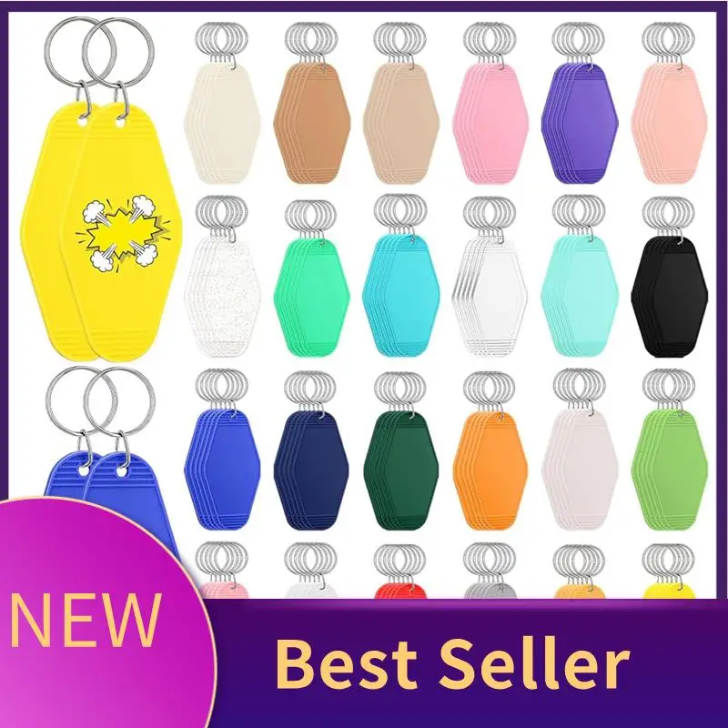 

ABLU-120 Pcs Blank Hotel Keychains Vintage Hotel Keychain Sublimation Heat Transfer DIY Tags