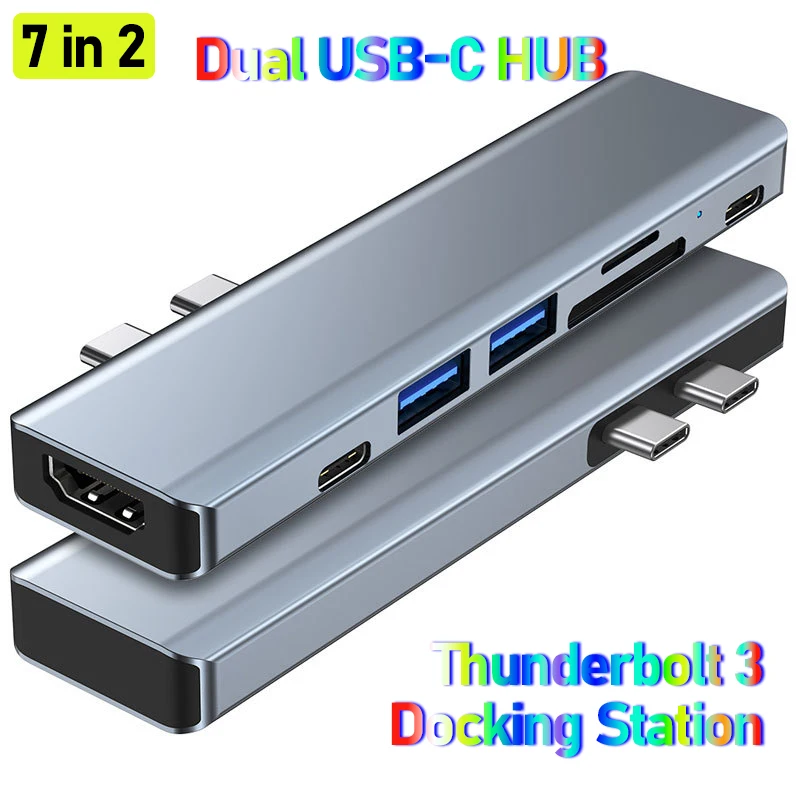 Dual USB-C HUB Thunderbolt 3 dock usb-c to HDMI 8k 60HZ Mac laptop docking station HD for Apple MacBook Pro/Air Mac accessories