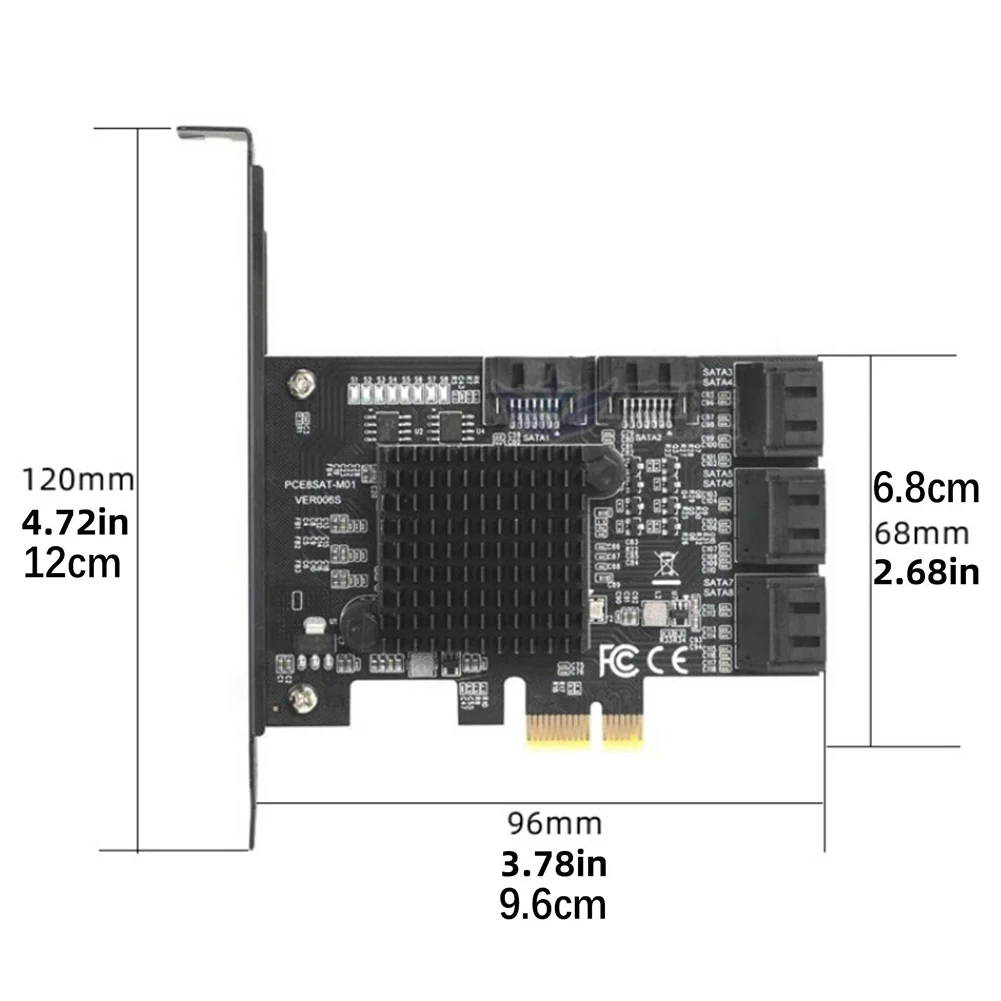 PCI Express 8-Port For SATA III Adapter with Marvell 88SE9215 Chipset Supporting Multiple For SATA Protocols and OS Versions